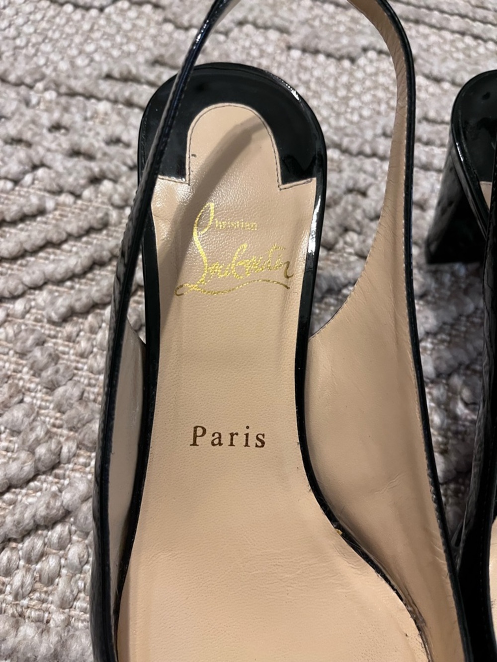 Christian Louboutin Karelli 45 Patent Leather Slingback Pumps - Picture 3 of 7
